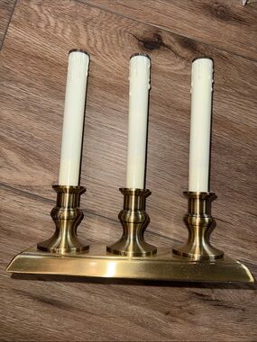 Restoration Hardware Brass Triple Window Candle Lamp Britton Rose